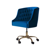 Velvet Clemence Blue Task Chairs/Study Chair/Office Chair for Study Room, Office, Swivel Armchair with Gold Base